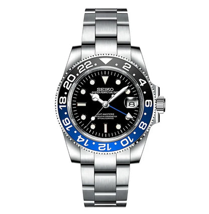 GMT Dual-Time "Batman" - Reloj personalizado con cristal de zafiro y acero inoxidable 316L | XP Watch Co.