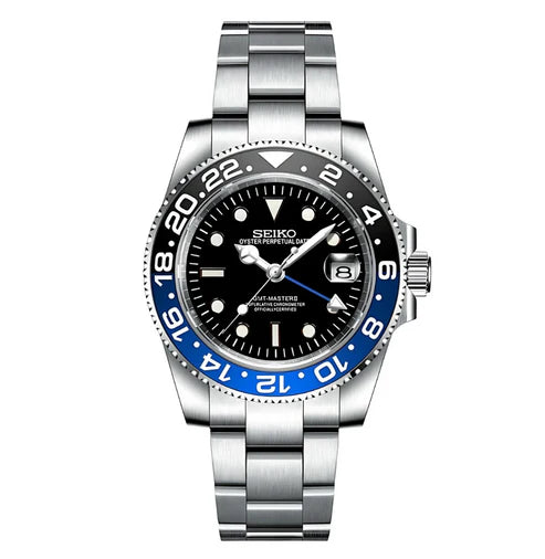 GMT Dual-Time "Batman" - Reloj personalizado con cristal de zafiro y acero inoxidable 316L | XP Watch Co.