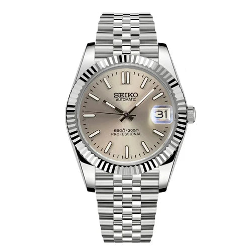 DJ-Fluted "Champagne" - Reloj personalizado con movimiento automático NH35 y acero inoxidable 316L | XP Watch Co.