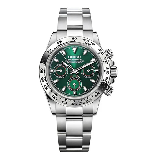 D-Racing "Emerald" - Reloj personalizado con cronógrafo VK63 y acero inoxidable 316L | XP Watch Co.