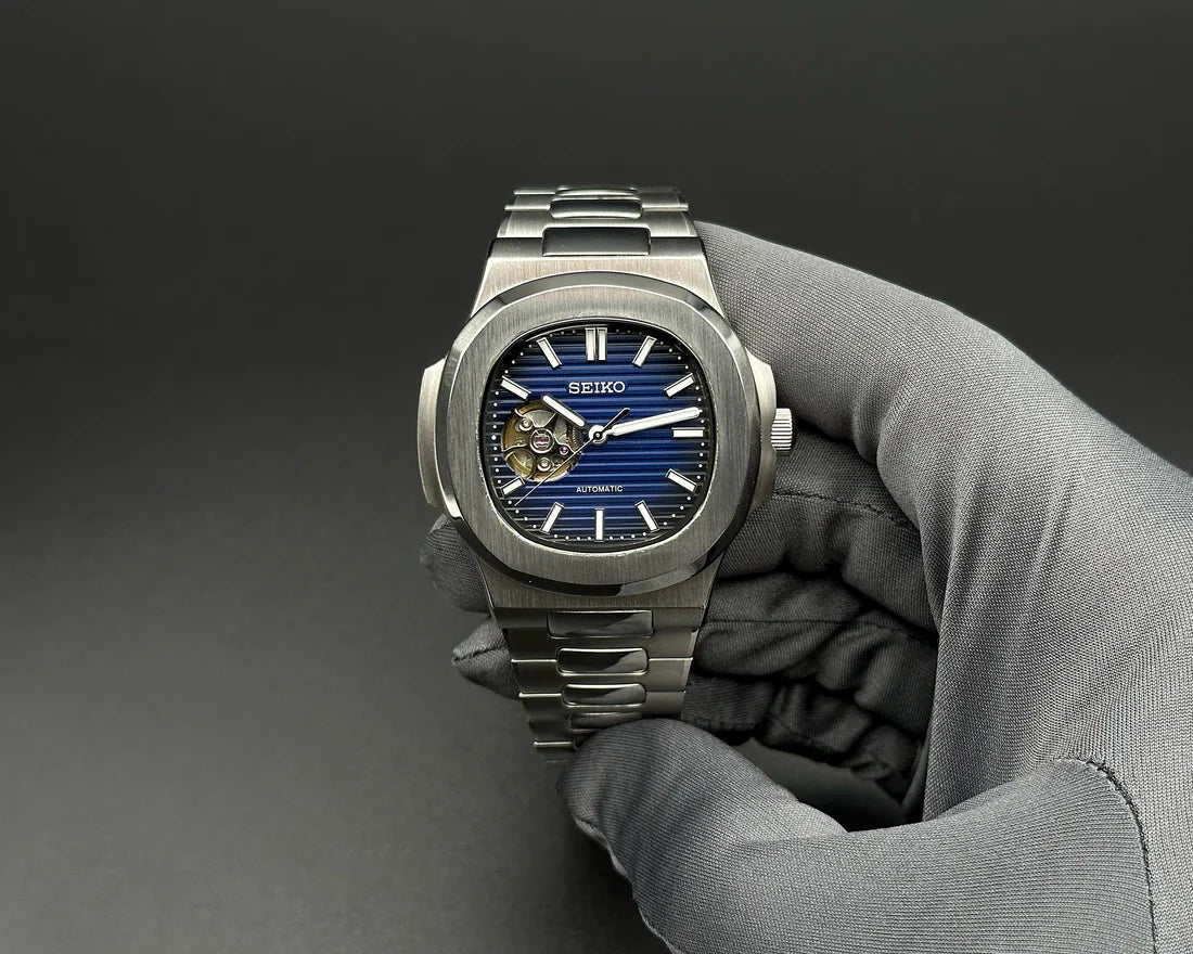 Nautic "Open Heart" Dark Blue - Reloj personalizado con cristal de zafiro y movimiento automático NH35 | XP Watch Co.