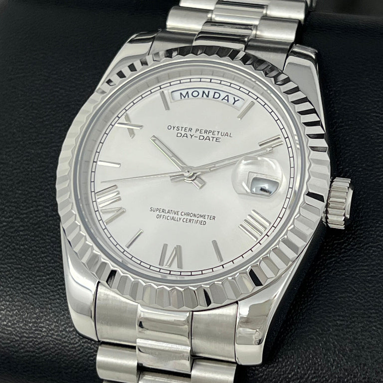 DD-President "Royal White Roman" - Reloj personalizado con movimiento automático NH35 y cristal de zafiro | XP Watch Co.