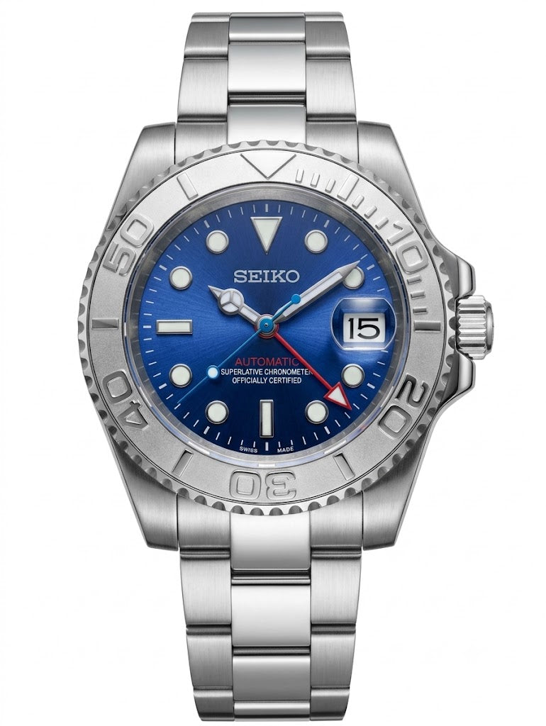 Yacht Master "Blue" - Reloj personalizado con movimiento automático NH35 y acero inoxidable 316L | XP Watch Co.