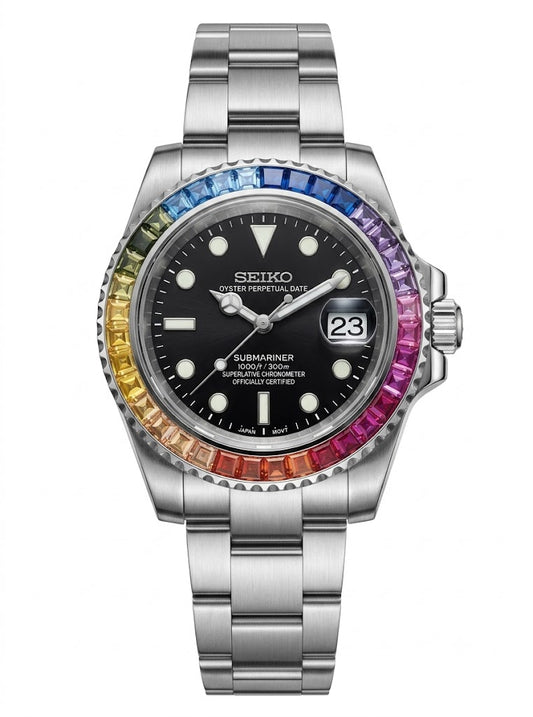 Sub-Diver "Rainbow" - Reloj personalizado con cristal de zafiro y acero inoxidable 316L | XP Watch Co.