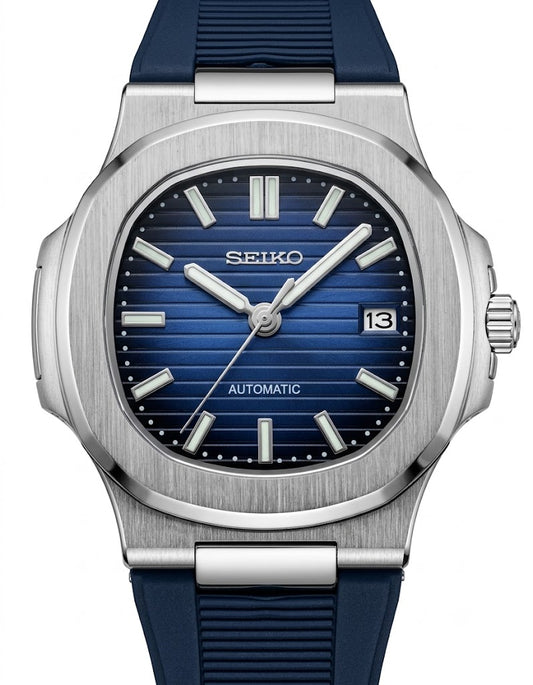 Nautic Mod "Navy Blue" Rubber - Reloj personalizado con movimiento automático NH35 y acero inoxidable 316L | XP Watch Co.