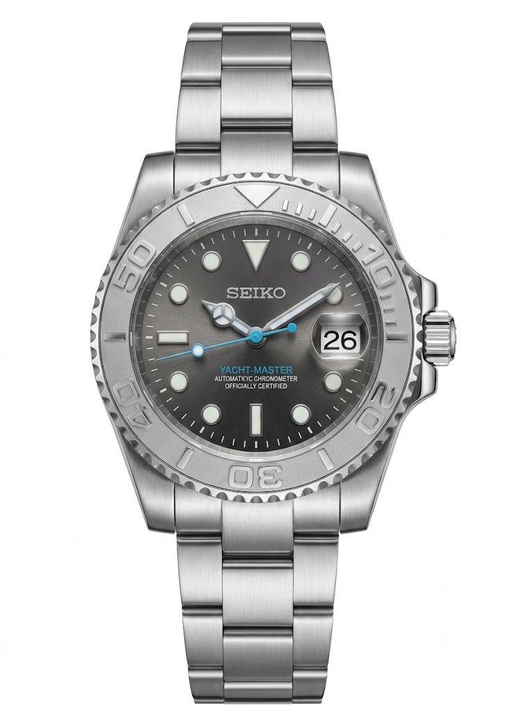 Yacht Master "Grey" (Rhodium) - Reloj personalizado con movimiento automático NH35 y cristal de zafiro | XP Watch Co.