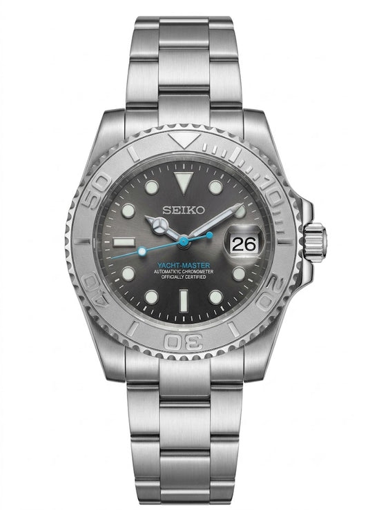 Yacht Master "Grey" (Rhodium) - Reloj personalizado con movimiento automático NH35 y cristal de zafiro | XP Watch Co.