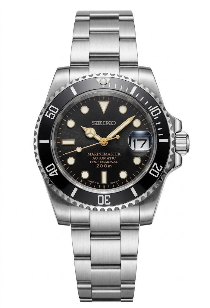 Sub-Diver "Vintage Black" - Reloj personalizado con movimiento automático NH35 y cristal de zafiro | XP Watch Co.