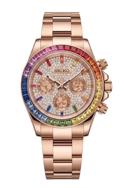 D-Racing Diamond Rainbow Rosegold - Reloj personalizado con cristal de zafiro | XP Watch Co.