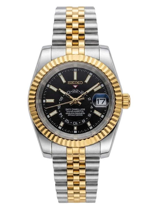 Sky-Dweller | Two Tone Gold "Negro" - Reloj personalizado con cristal de zafiro y acero inoxidable 316L | XP Watch Co.