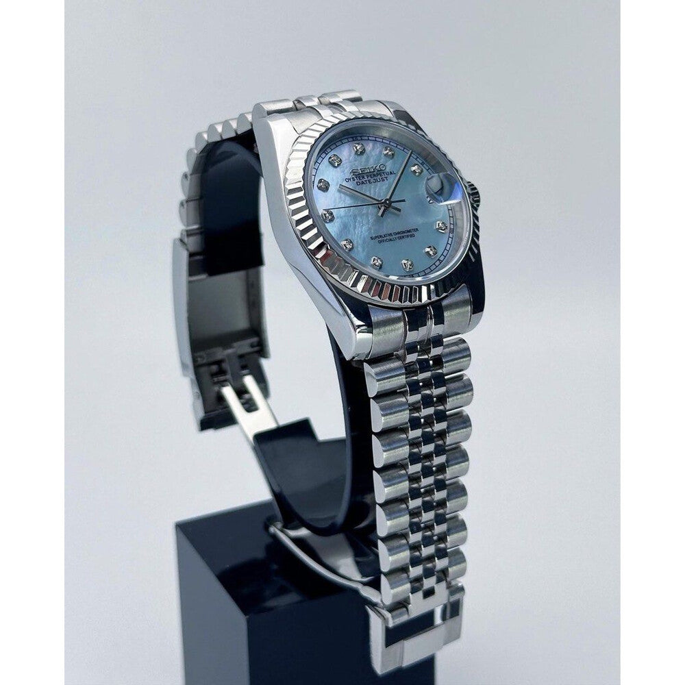 DJ-Fluted "Silver" Ice Pearl con movimiento NH35, cristal zafiro y acero 316L | XP Watch Co.