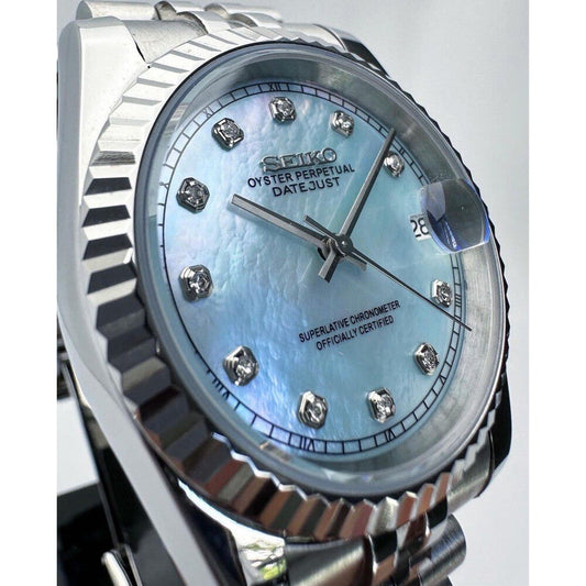 DJ-Fluted "Silver" Ice Pearl con movimiento NH35, cristal zafiro y acero 316L | XP Watch Co.