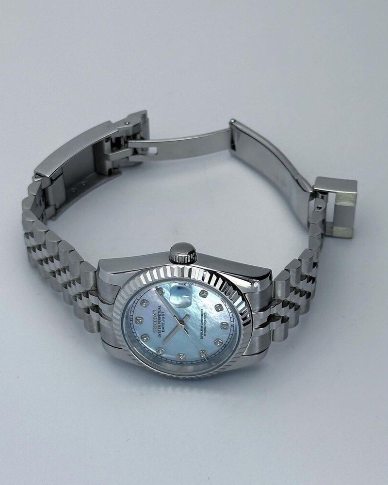 DJ-Fluted "Silver" Ice Pearl - Reloj personalizado con cristal de zafiro y acero inoxidable 316L | XP Watch Co.