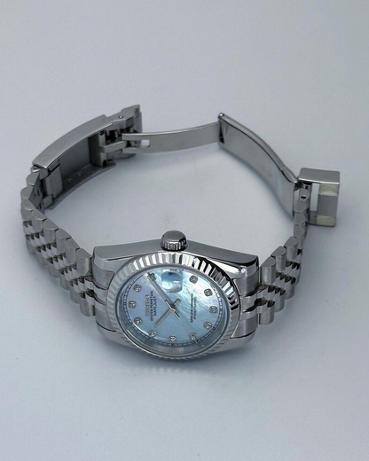 DJ-Fluted "Silver" Ice Pearl - Reloj personalizado con cristal de zafiro y acero inoxidable 316L | XP Watch Co.