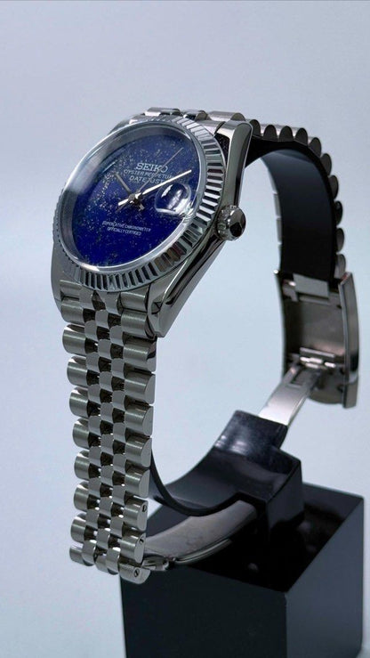 DJ-Fluted "Lapis Lazuli" (Real Stone) - Reloj personalizado con movimiento automático NH35 y cristal de zafiro | XP Watch Co.