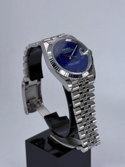 DJ-Fluted "Lapis Lazuli" (Real Stone) - Reloj personalizado con cristal de zafiro y acero inoxidable 316L | XP Watch Co.