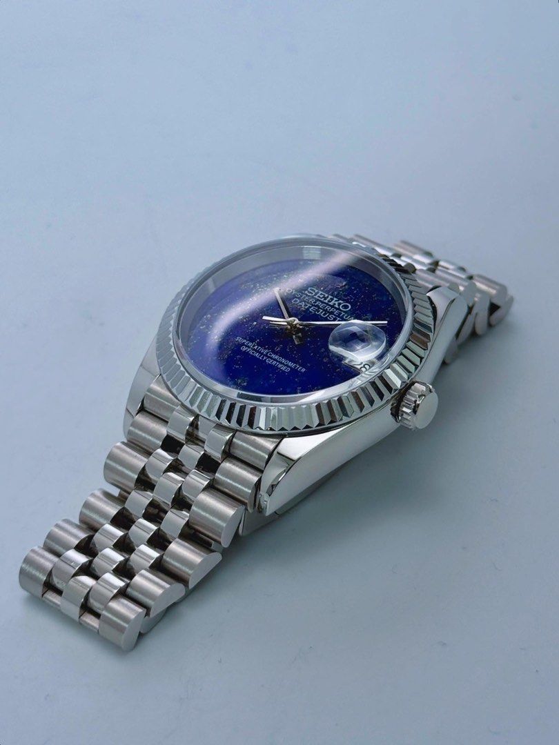 DJ-Fluted "Lapis Lazuli" (Real Stone) - Reloj personalizado con cristal de zafiro y acero inoxidable 316L | XP Watch Co.