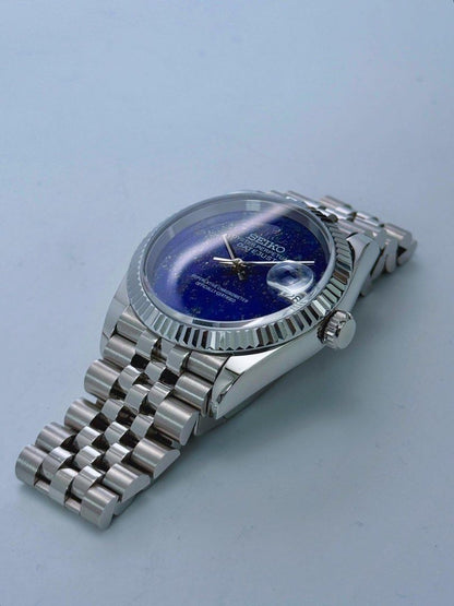 DJ-Fluted "Lapis Lazuli" (Real Stone) - Reloj personalizado con cristal de zafiro y acero inoxidable 316L | XP Watch Co.