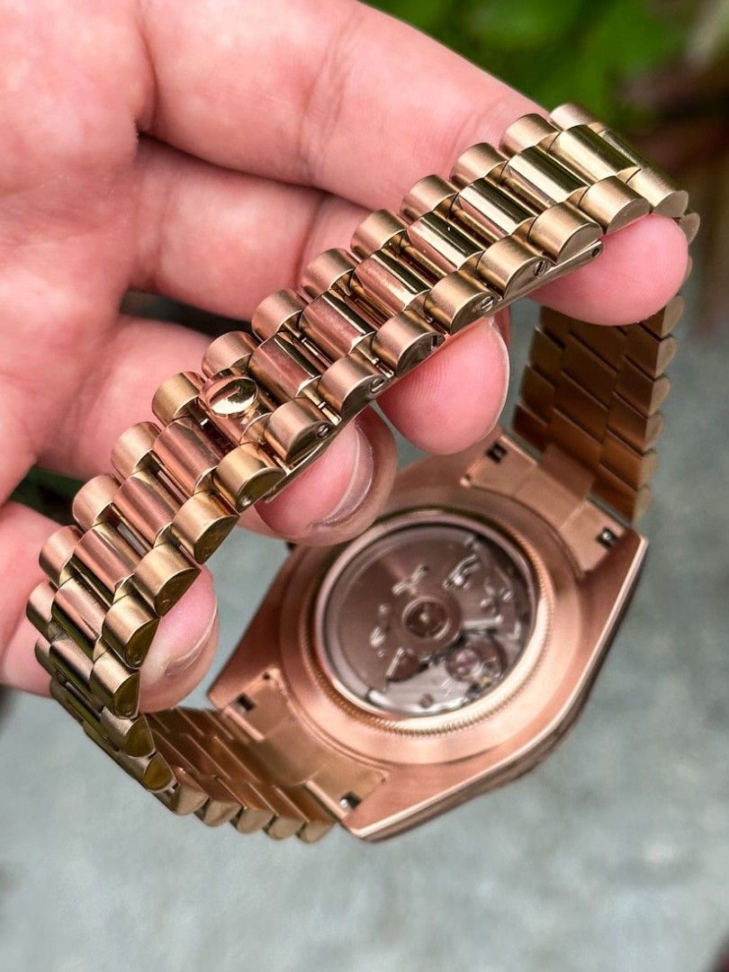 DD-President "Mint Green Roman Rose Gold" - Reloj personalizado con movimiento automático NH35 y cristal de zafiro | XP Watch Co.
