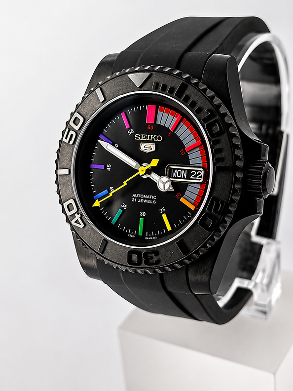 Seimod Black Rainbow - Reloj personalizado con movimiento automático NH35 y cristal de zafiro | XP Watch Co.