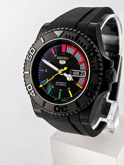 Seimod Black Rainbow - Reloj personalizado con movimiento automático NH35 y cristal de zafiro | XP Watch Co.