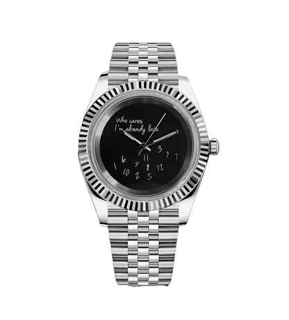 DJ-Fluted "Black" (Who Cares..) - Reloj personalizado con cristal de zafiro y acero inoxidable 316L | XP Watch Co.