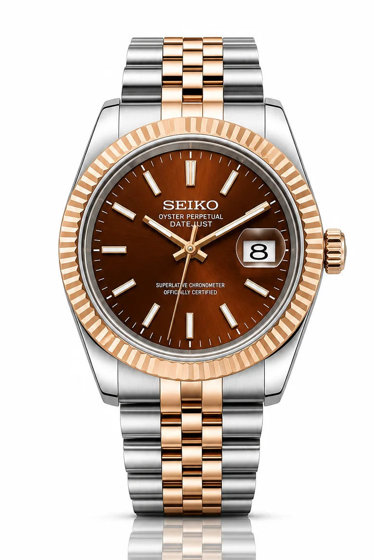 DJ-Fluted "Two Tone Rosegold Brown"