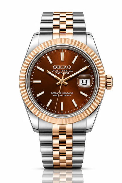 DJ-Fluted "Two Tone Rosegold Brown"