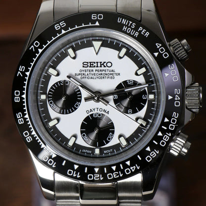 D-Racing "Ceramic White" - Reloj personalizado con cristal de zafiro y movimiento automático NH35 | XP Watch Co.