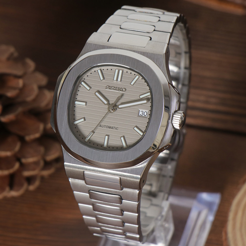 Nautic Mod "Silver Grey" - Reloj personalizado con movimiento automático NH35 y acero inoxidable 316L | XP Watch Co.