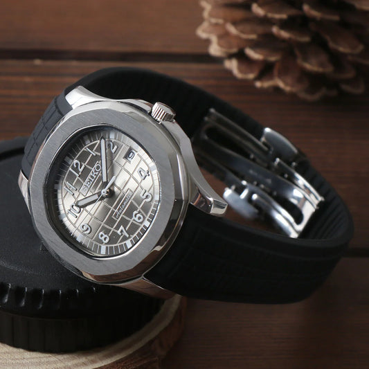 Aqua-Tropic Mod Silver - Reloj personalizado con movimiento automático NH35 y cristal de zafiro | XP Watch Co.