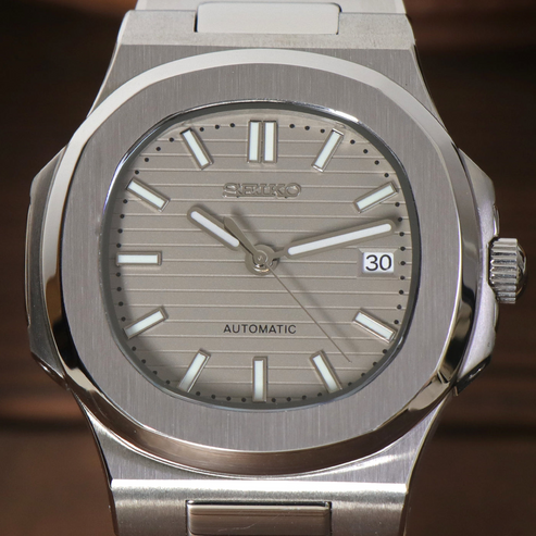 Nautic Mod "Silver Grey" - Reloj personalizado con movimiento automático NH35 y cristal de zafiro | XP Watch Co.