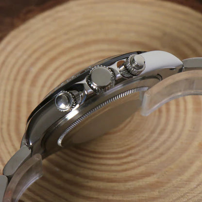 D-Racing "Ceramic White" - Reloj personalizado con cronógrafo VK63 y acero inoxidable 316L | XP Watch Co.