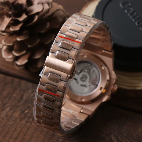 Nautic Mod "Rose Gold W/Black" - Reloj personalizado con movimiento automático NH35 y cristal de zafiro | XP Watch Co.