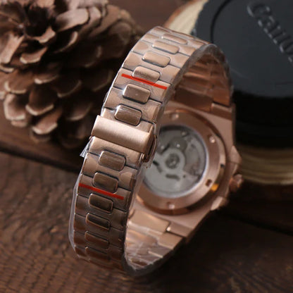 Nautic Mod "Rose Gold W/Black" - Reloj personalizado con movimiento automático NH35 y cristal de zafiro | XP Watch Co.