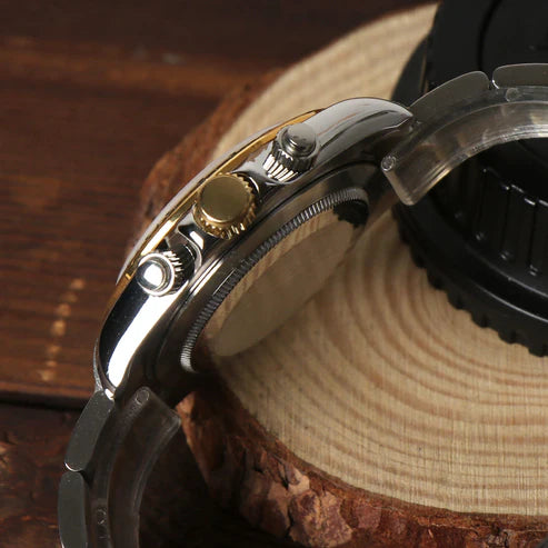 D-Racing "Two Tone Gold W/White" - Reloj personalizado con cronógrafo VK63 y cristal de zafiro | XP Watch Co.