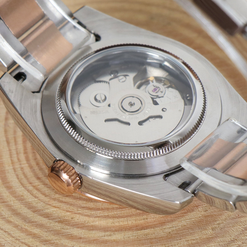 DJ-Fluted "Roman Brown" Rose Gold Two-Tone - Reloj personalizado con movimiento automático NH35 y cristal de zafiro | XP Watch Co.