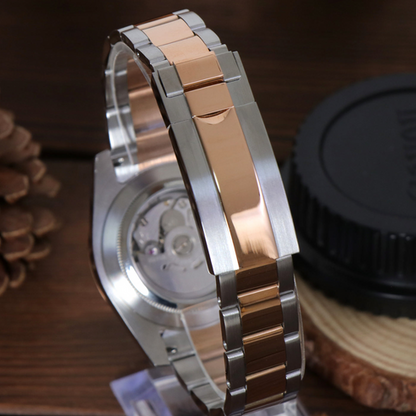 DJ-Fluted "Roman Brown" Rose Gold Two-Tone - Reloj personalizado con cristal de zafiro y acero inoxidable 316L | XP Watch Co.