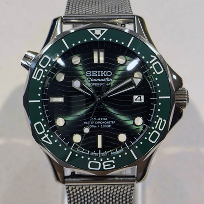 Mod Seamaster Diver Green - Reloj personalizado con cristal de zafiro y acero inoxidable 316L | XP Watch Co.
