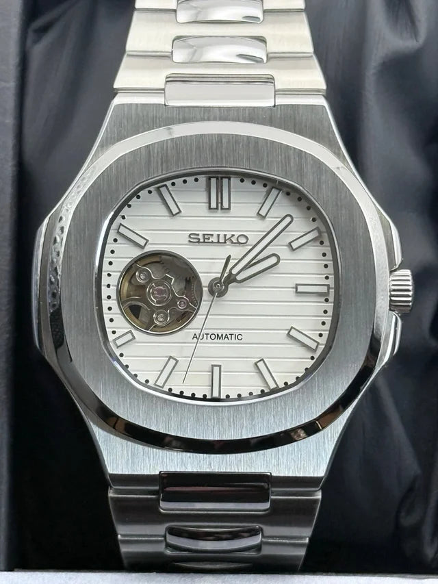 Nautic "Open Heart" White - Reloj personalizado con movimiento automático NH35 y cristal de zafiro | XP Watch Co.