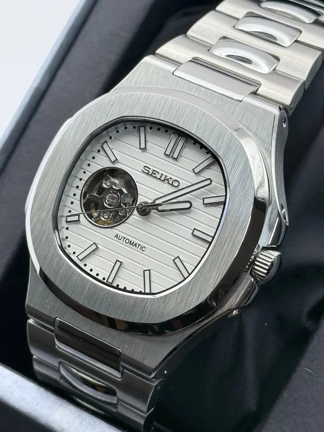 Nautic "Open Heart" White - Reloj personalizado con movimiento automático NH35 y cristal de zafiro | XP Watch Co.