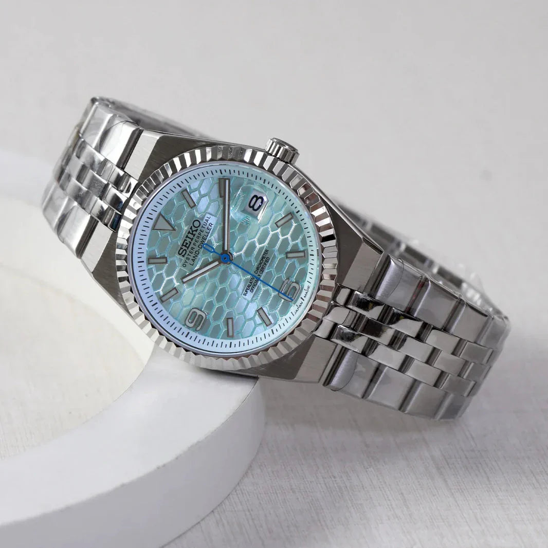 Land-Dweller Mod "Ice Blue" Dial - Reloj personalizado con cristal de zafiro y acero inoxidable 316L | XP Watch Co.