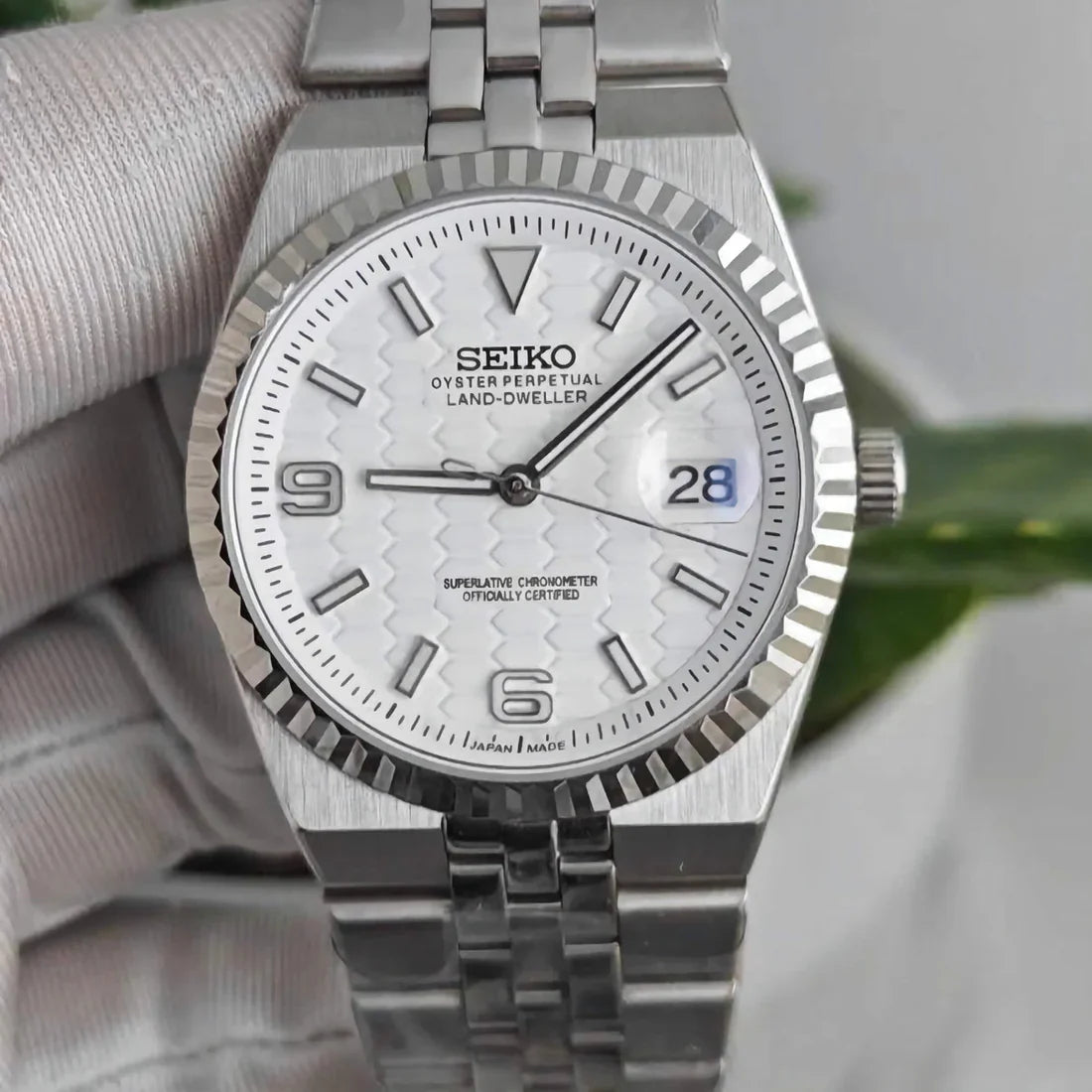 Land-Dweller Mod "Fresh White" Dial - Reloj personalizado con cristal de zafiro y acero inoxidable 316L | XP Watch Co.