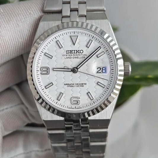 Land-Dweller Mod "Fresh White" Dial - Reloj personalizado con cristal de zafiro y acero inoxidable 316L | XP Watch Co.