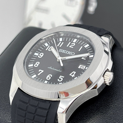 Aqua-Tropic Mod Classic Black - Reloj personalizado con movimiento automático NH35 y cristal de zafiro | XP Watch Co.