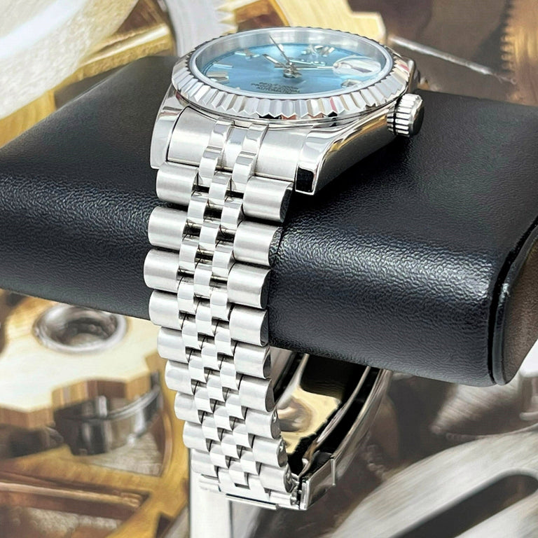 DJ-Fluted "Ice Blue Roman" - Reloj personalizado con movimiento automático NH35 y cristal de zafiro | XP Watch Co.