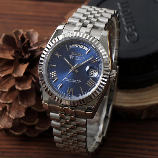 DD-President "Royal Blue Roman" - Reloj personalizado con movimiento automático NH35 y cristal de zafiro | XP Watch Co.