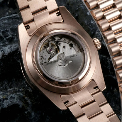 DD-President "Rose Gold Chocolate" - Reloj personalizado con movimiento automático Miyota y cristal de zafiro | XP Watch Co.