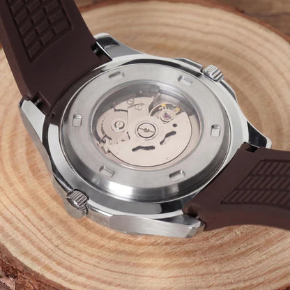 Aqua-Tropic Mod "Silver Brown" - Reloj personalizado con movimiento automático NH35 y cristal de zafiro | XP Watch Co.