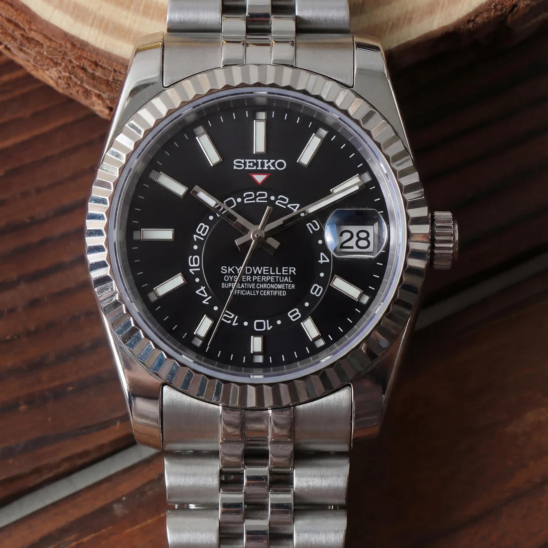 Sky-Dweller "Negro" - Reloj personalizado con cristal de zafiro y acero inoxidable 316L | XP Watch Co.